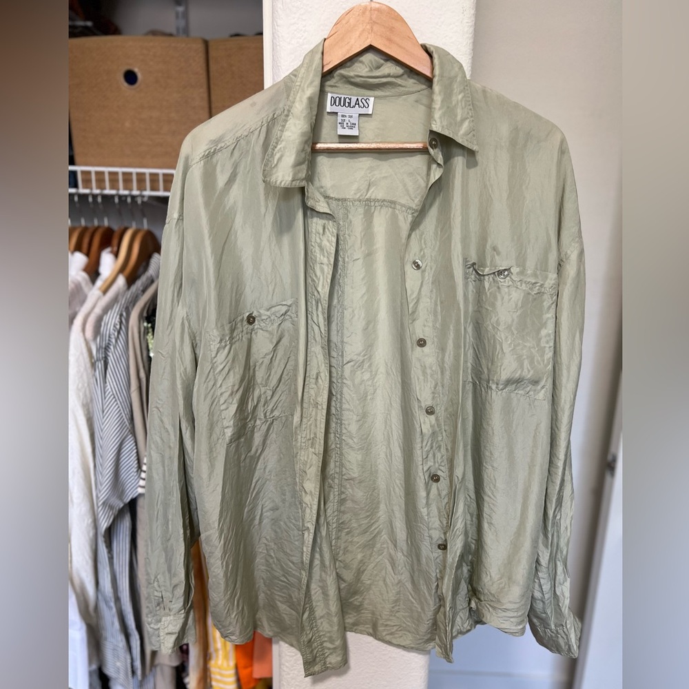 DOUGLASS 100% Silk Button Down Top